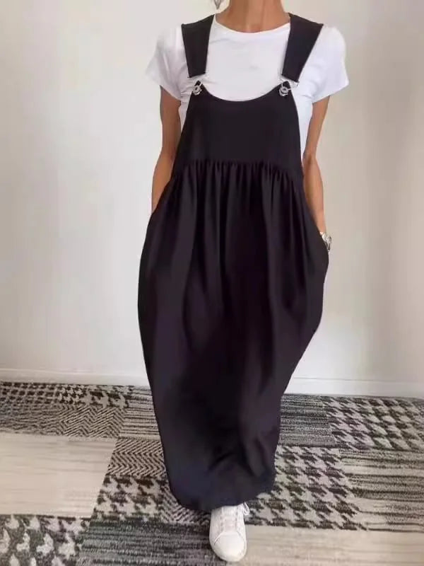 Regla - Loose Cotton And Linen Suspender Dress