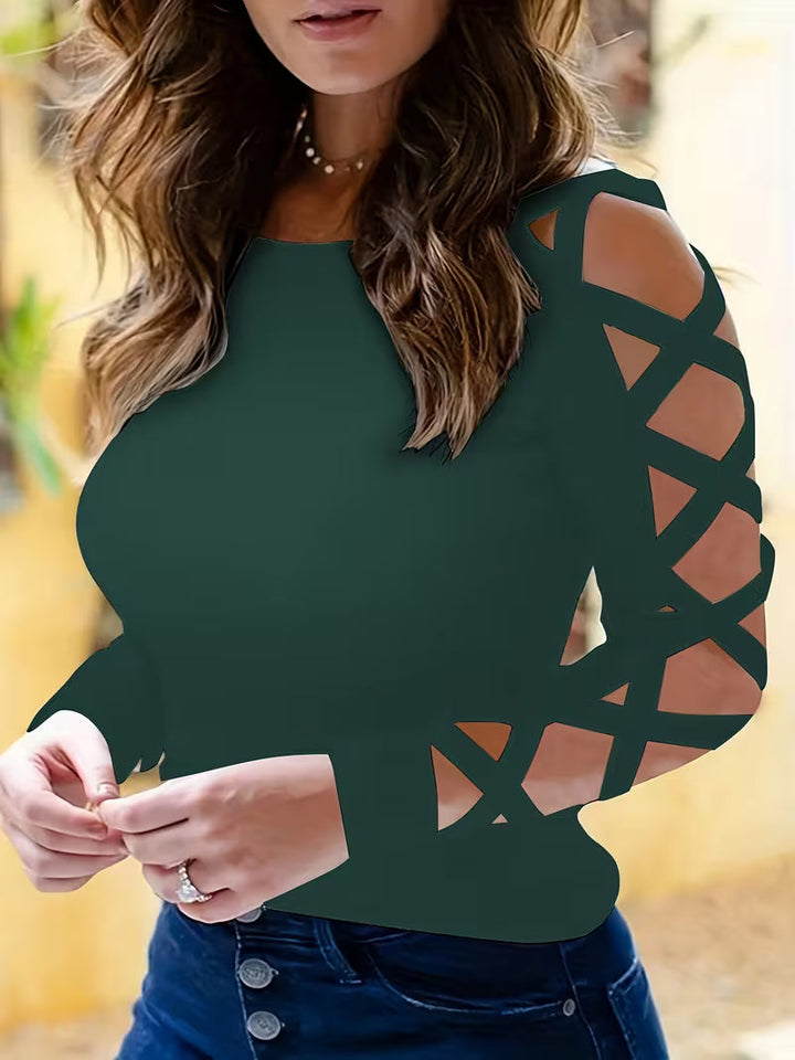 Yoonju - Cutout Long Sleeve Shirt With Crisscross Sleeves