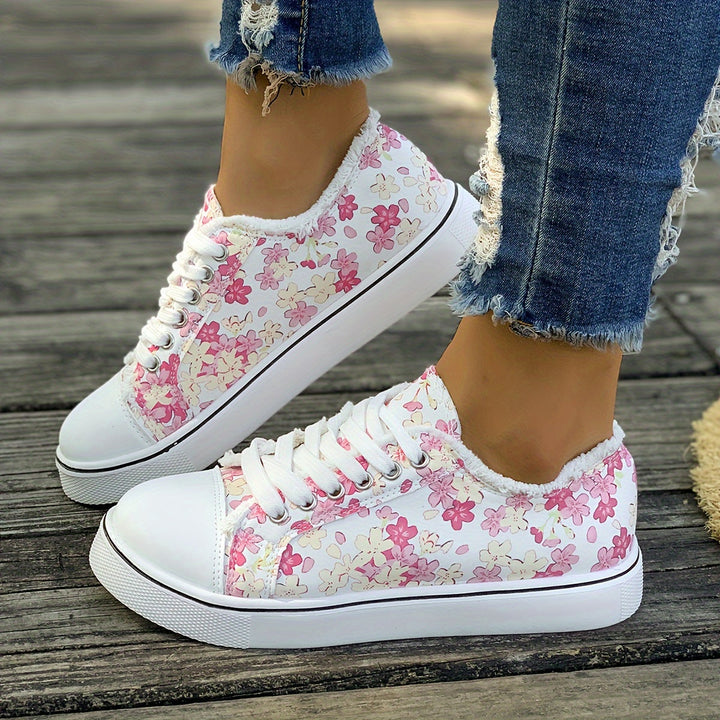 Bristy - Floral Print Lace-Up Shoes