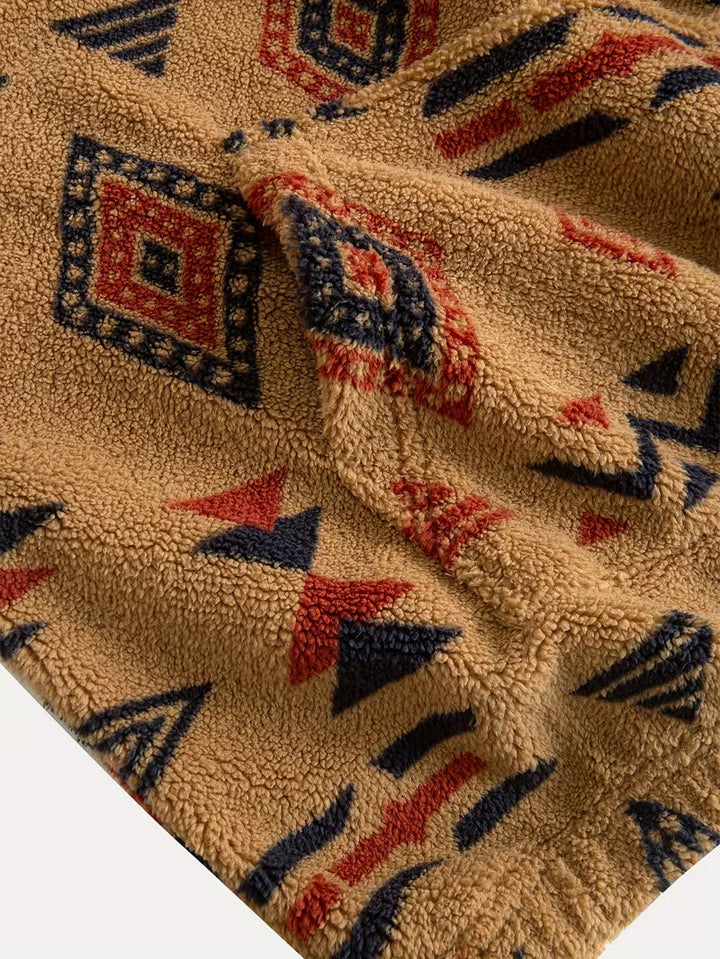 Veloelilda - Plush Ethnic Mock Neck Sweatshirt