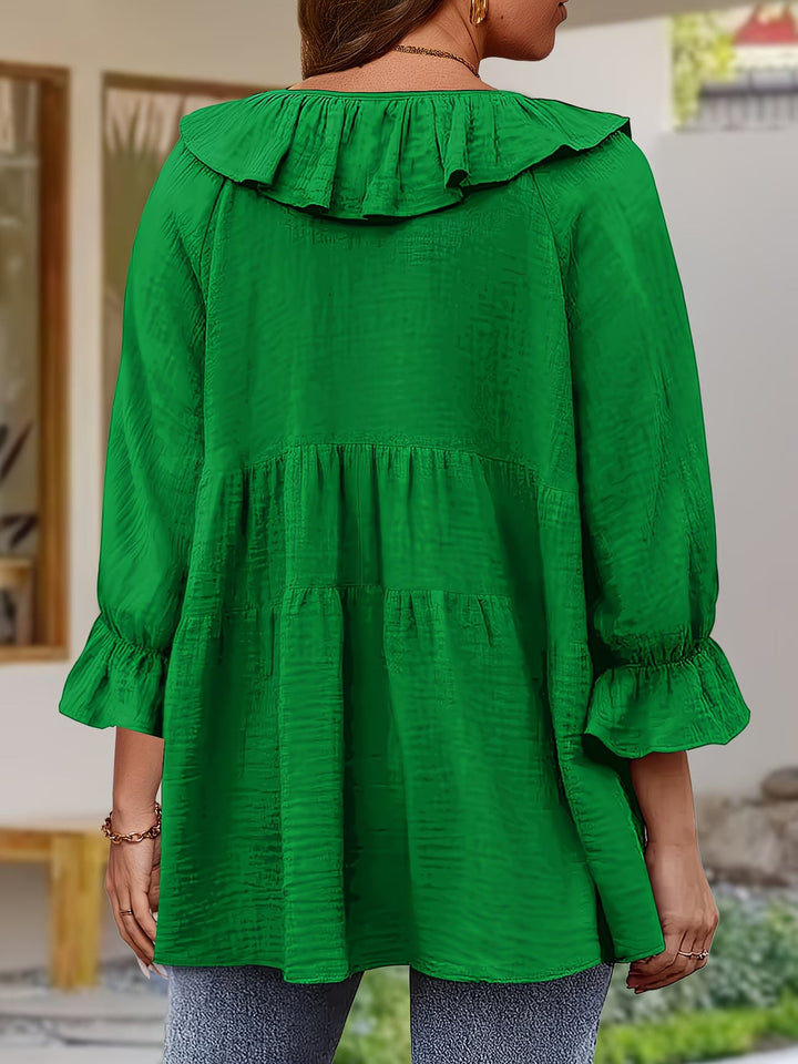 Garbine - Elegant Ruffle Neck Blouse