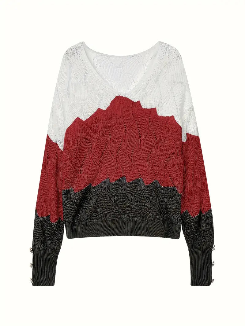 Renilda - Elegant V-Neck Knitted Sweater