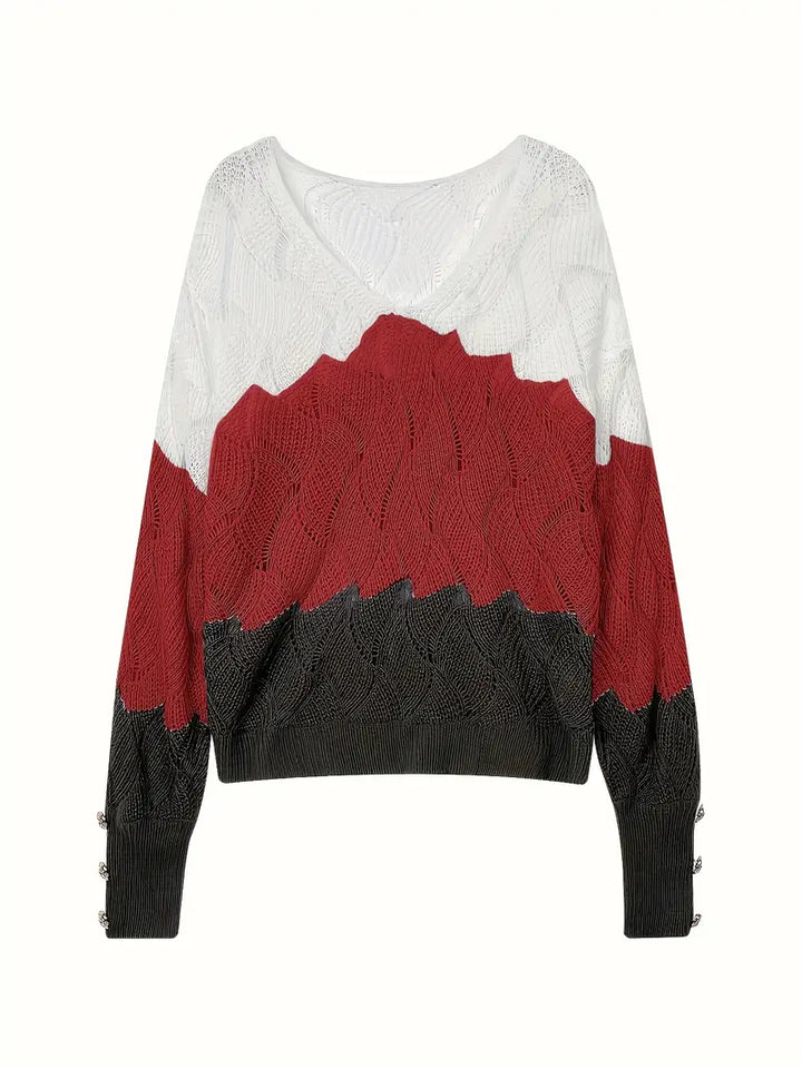 Renilda - Elegant V-Neck Knitted Sweater