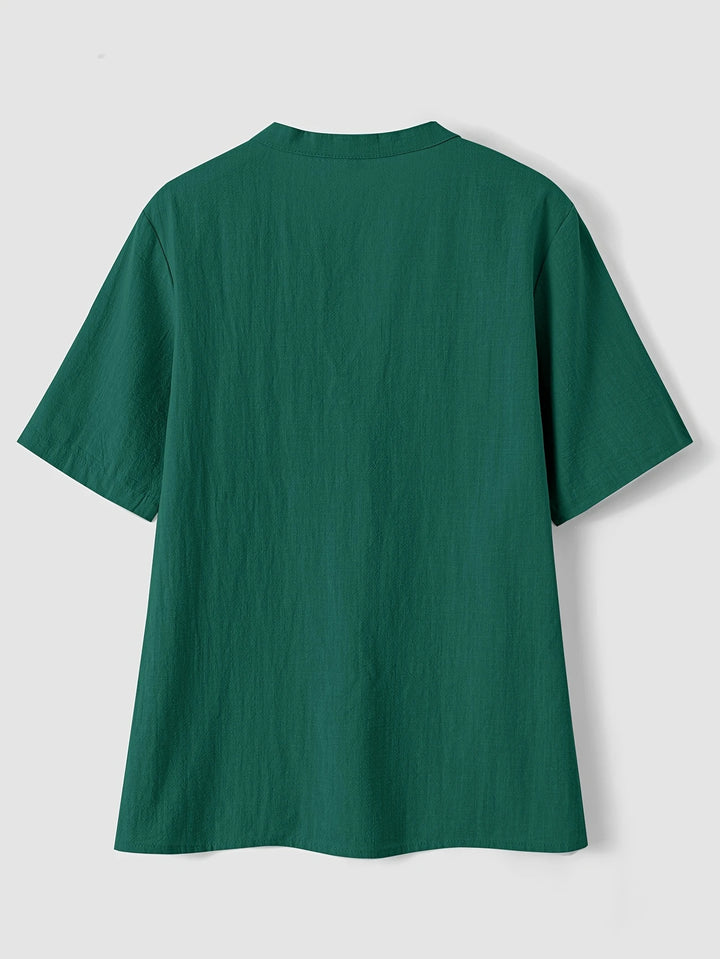 Nerida - Fashionable V-neck And Short Sleeve Blouse