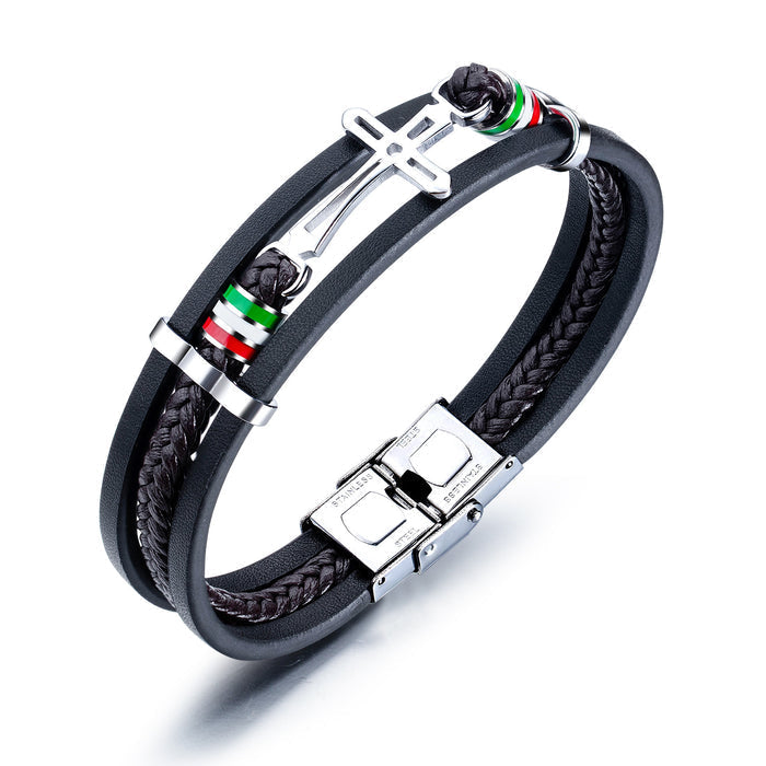Nikos - High-quality Leather Handmade Cross Bracelet