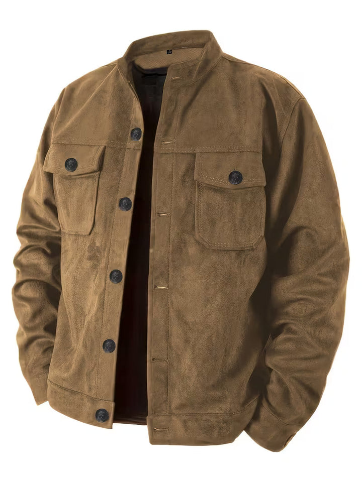 Lucrira - Suede Jacket With Dual Front Pockets