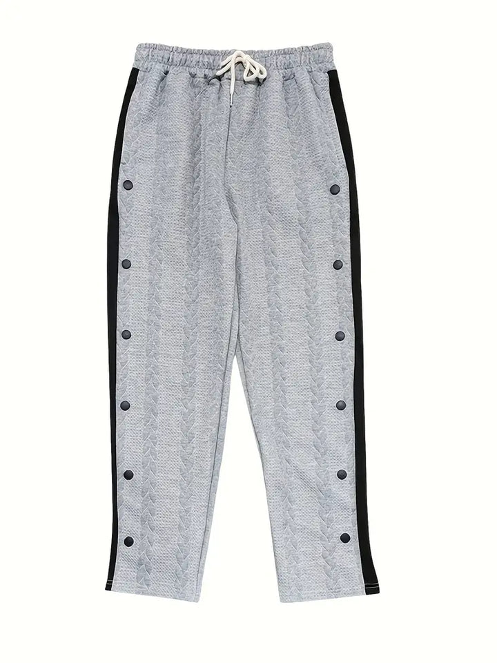 Jonass - Knitted Wide-Leg Trousers with Side Buttons