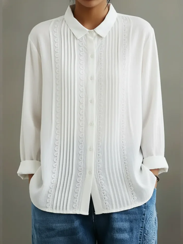 Kalanit - Patchwork Lace Linen And Cotton Shirt