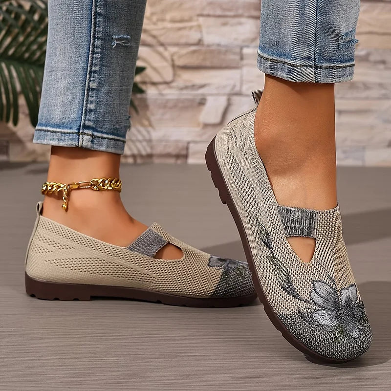 Martine – Breathable Floral Embroidered Knit Shoes