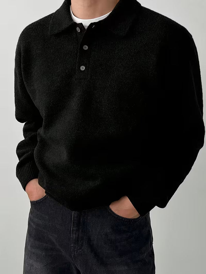 Pascmund - Long Sleeve Button Up Knit Sweater