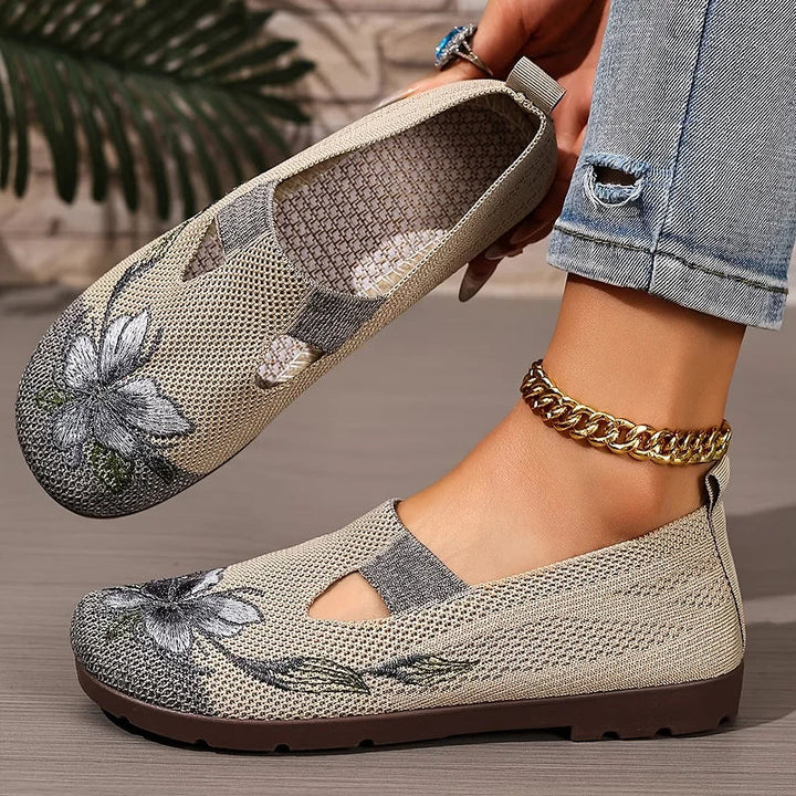 Martine – Breathable Floral Embroidered Knit Shoes