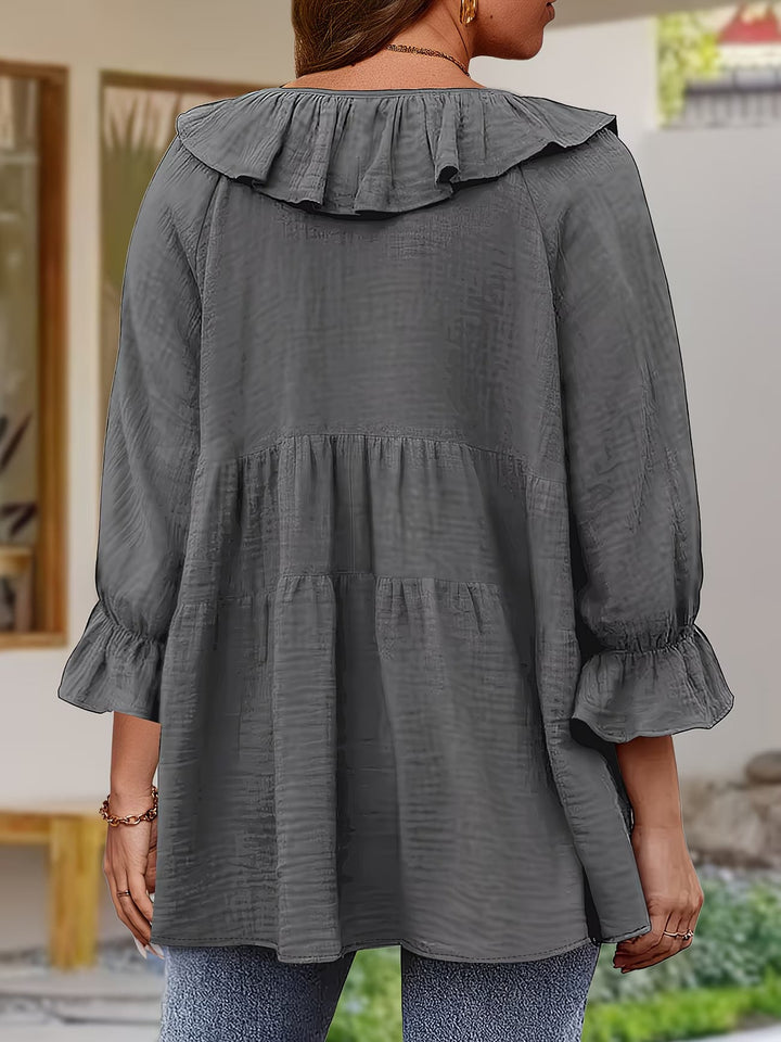 Garbine - Elegant Ruffle Neck Blouse