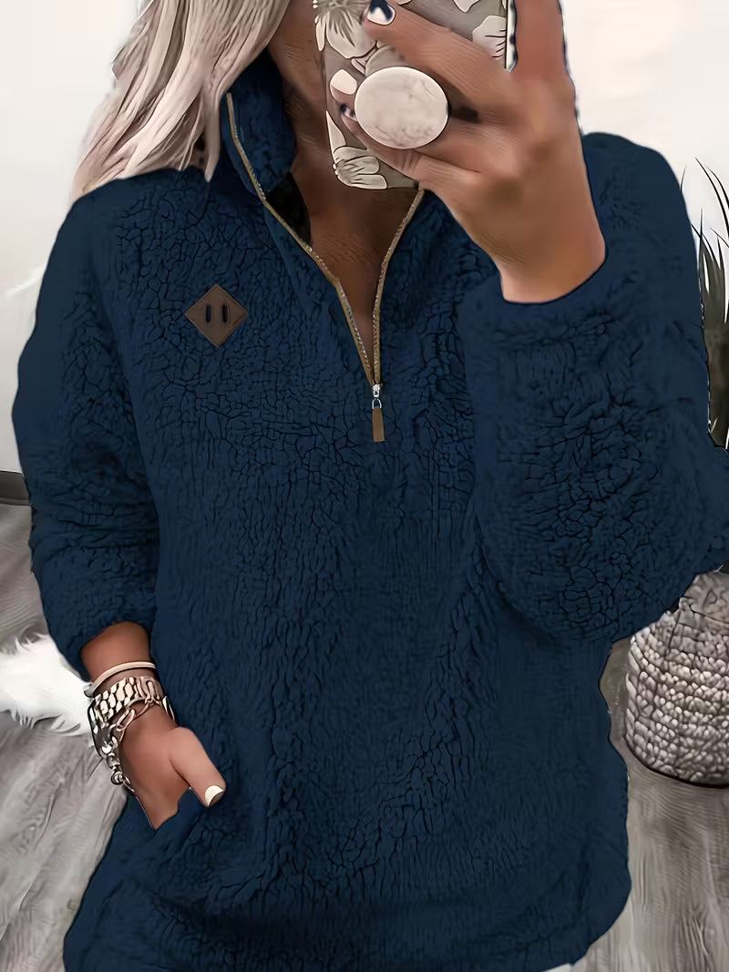 Humera - Elegant Long Sleeve Zip Up Jacket