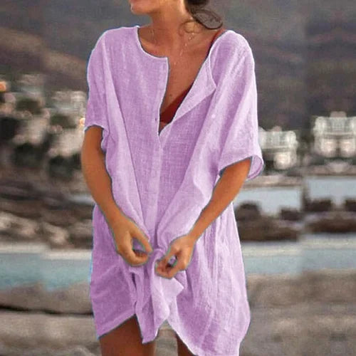 Anjini - Loose Beach Dress With Short Sleeve
