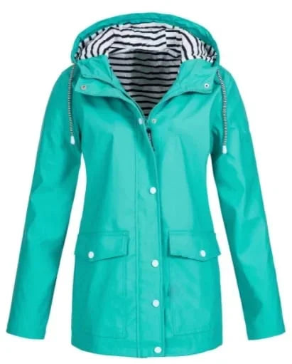 Ilektra - Elegant Long Sleeve Waterproof Hooded Jacket