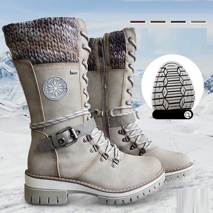 Carolina - Twist Boots With Side Zipper