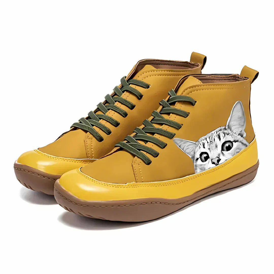 Fenna - Leather Ankle Boots For Cat Lovers