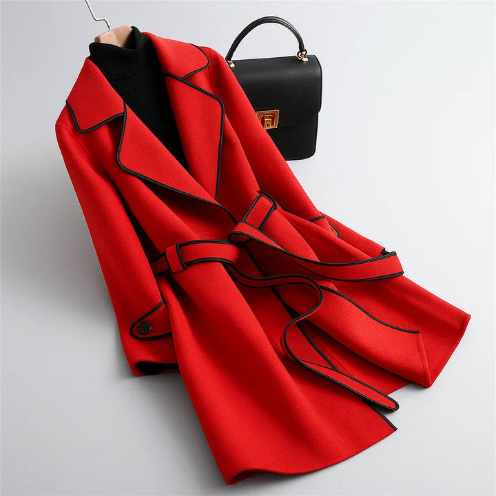 Aitana - Lapel Collar Trench Coat With Belt Tie