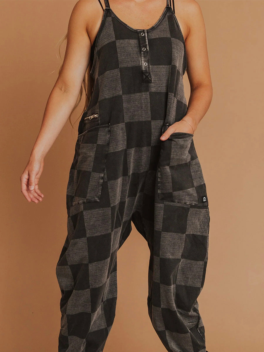 Arija - Oversized Checkred Jumpsuit