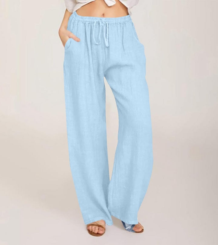 Maialen - Linen Wide Leg Trousers For Summer