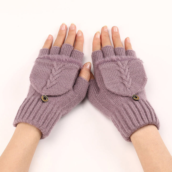 GloveGleam - Knitted Fingerless Flip Gloves
