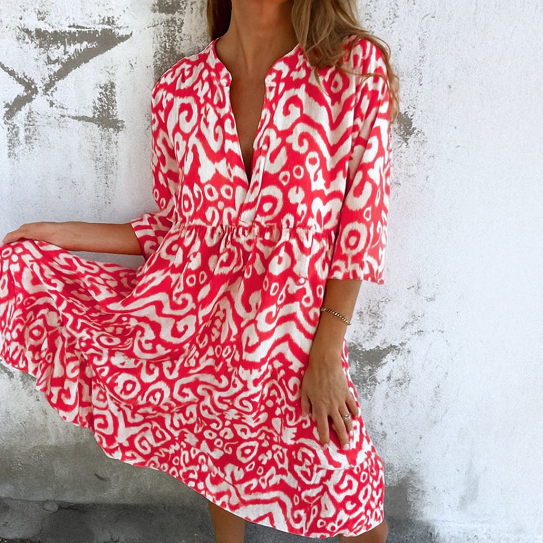 Shaffer - Elegant Dress With V-Neck