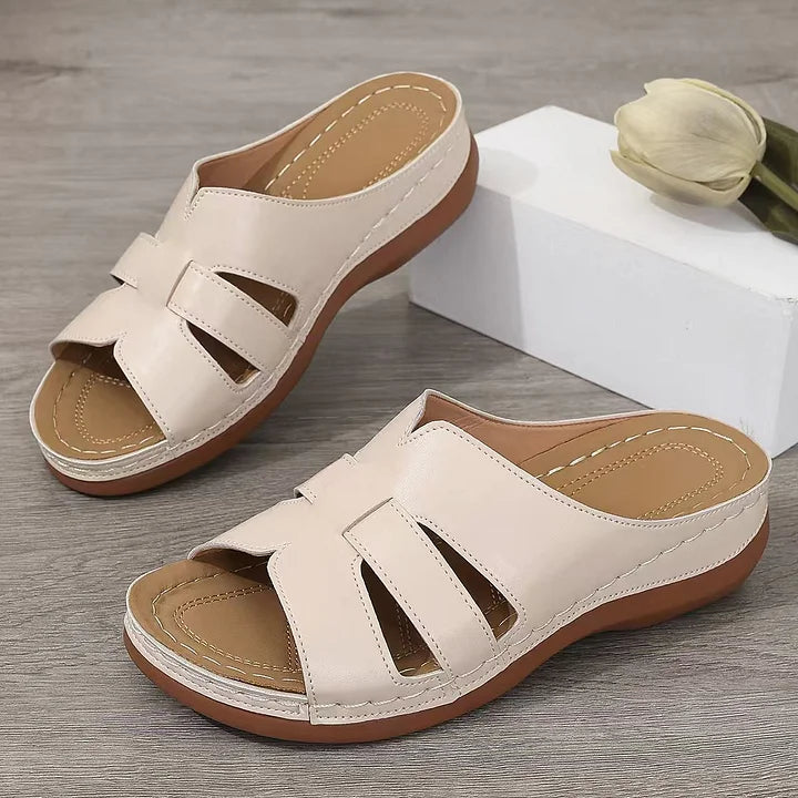 Erlinde - Leather Orthopedic Open Toe Slippers