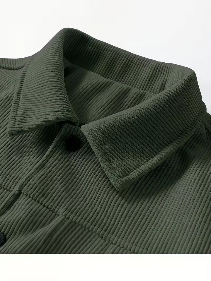 Quantpeak - Corduroy Jacket With Collar and Flap Pockets