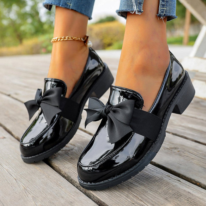 Astreaica - Patent Leather Loafer With Bow Accent