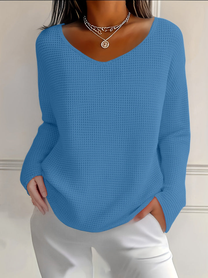 Imogurette - Waffle Long Sleeve V-Neck Shirt
