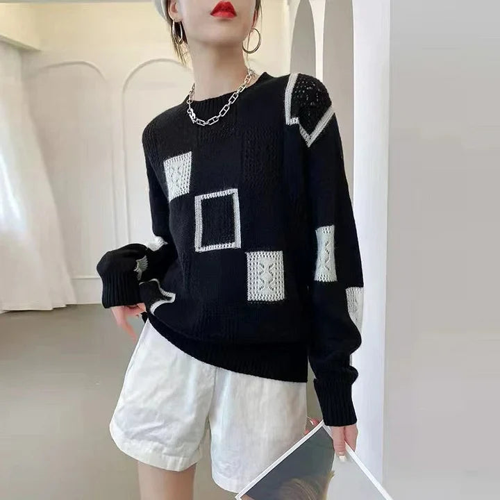 Annouska - Block Pattern Knitted Sweater
