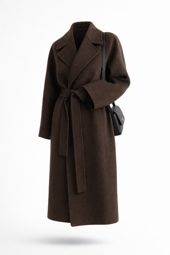 Shulamit - Elegant Long Sleeve Overcoat With Belt
