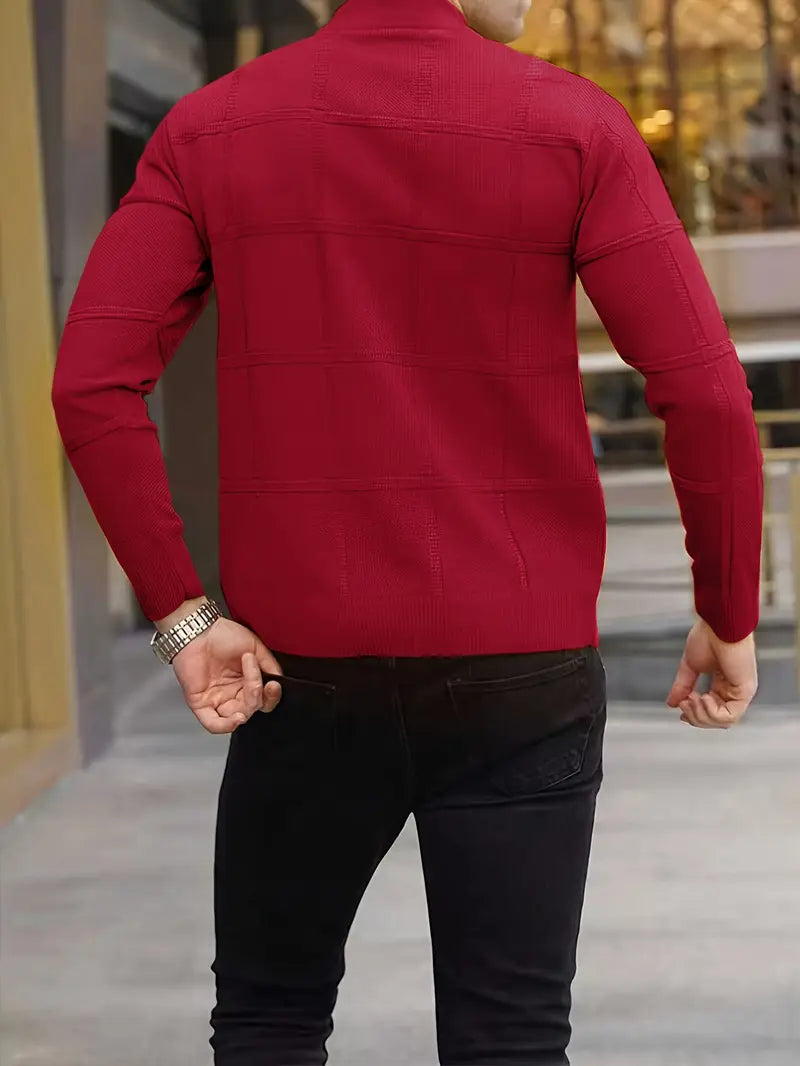 Nunzio - Comfortable Knitted Mock Neck Sweater