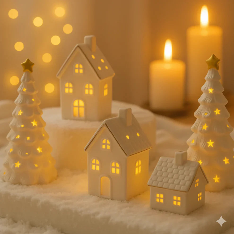 SnowLume - Ceramic Christmas Village LED Décor Set