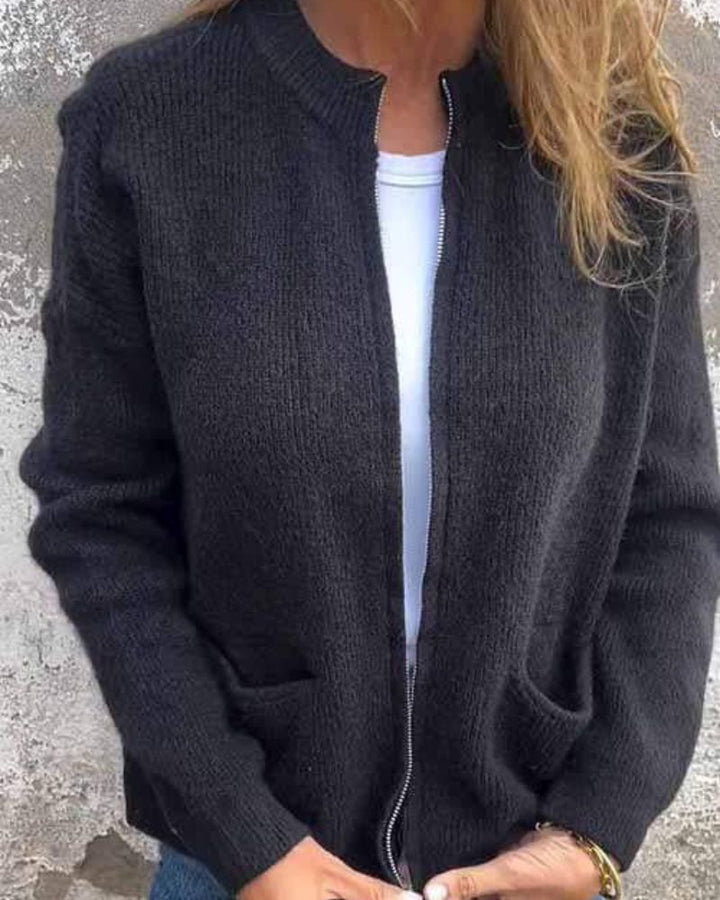 Marsha - Autumn Cardigan With Zipper