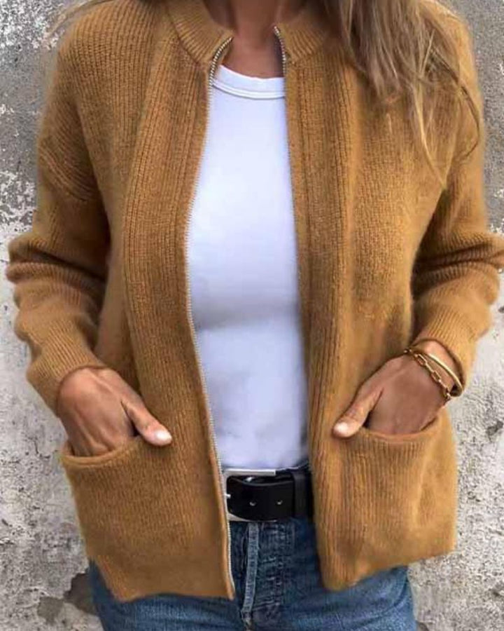 Marsha - Autumn Cardigan With Zipper