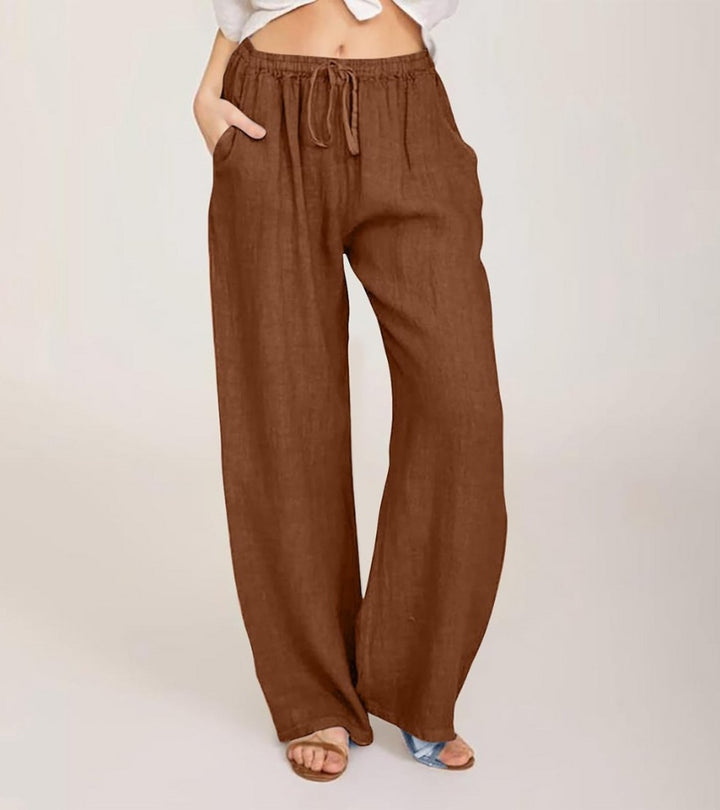 Maialen - Linen Wide Leg Trousers For Summer