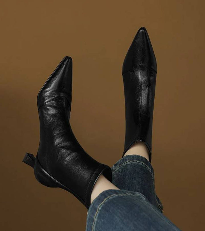 Lielah - Leather Ankle Boot With Zipper