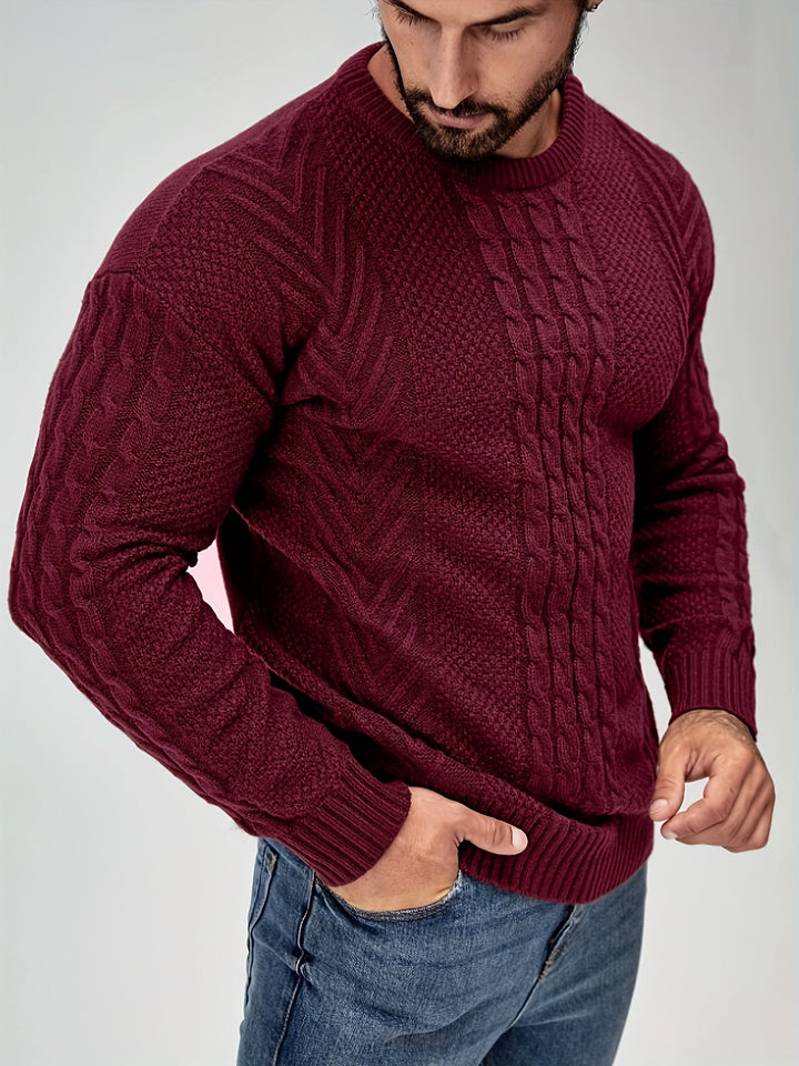 Adelas - Classic Cable Knit Crew Neck Sweater