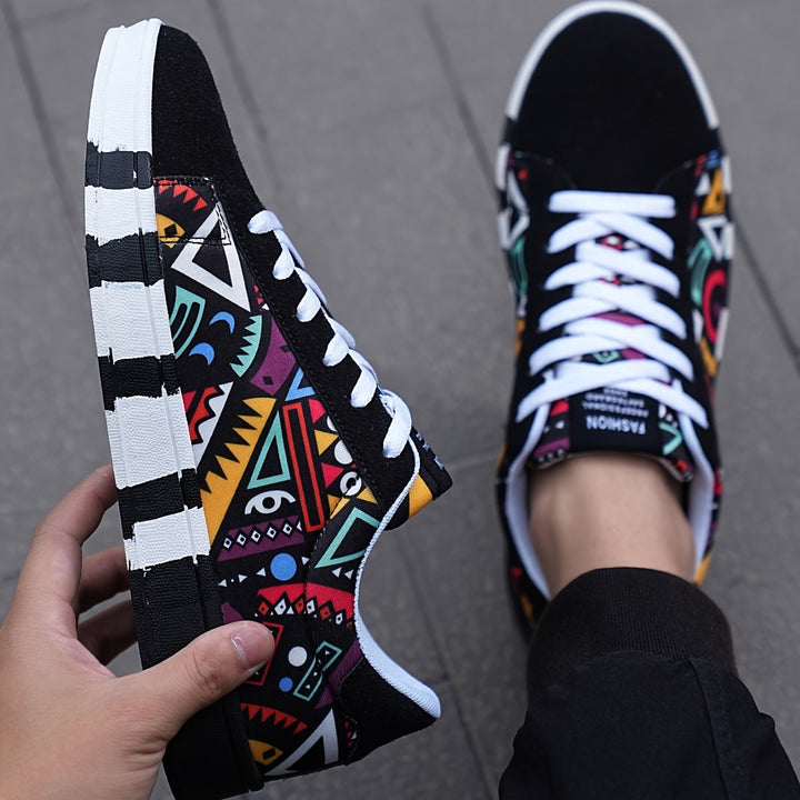 Nalson - Geometric Printed Lace-Up Sneakers