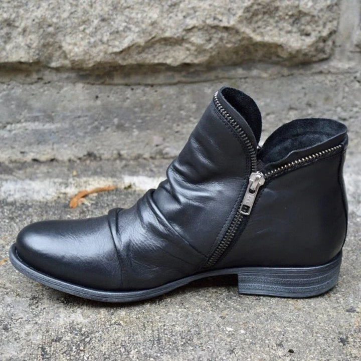 Marzell - Leather Boots With Zipper
