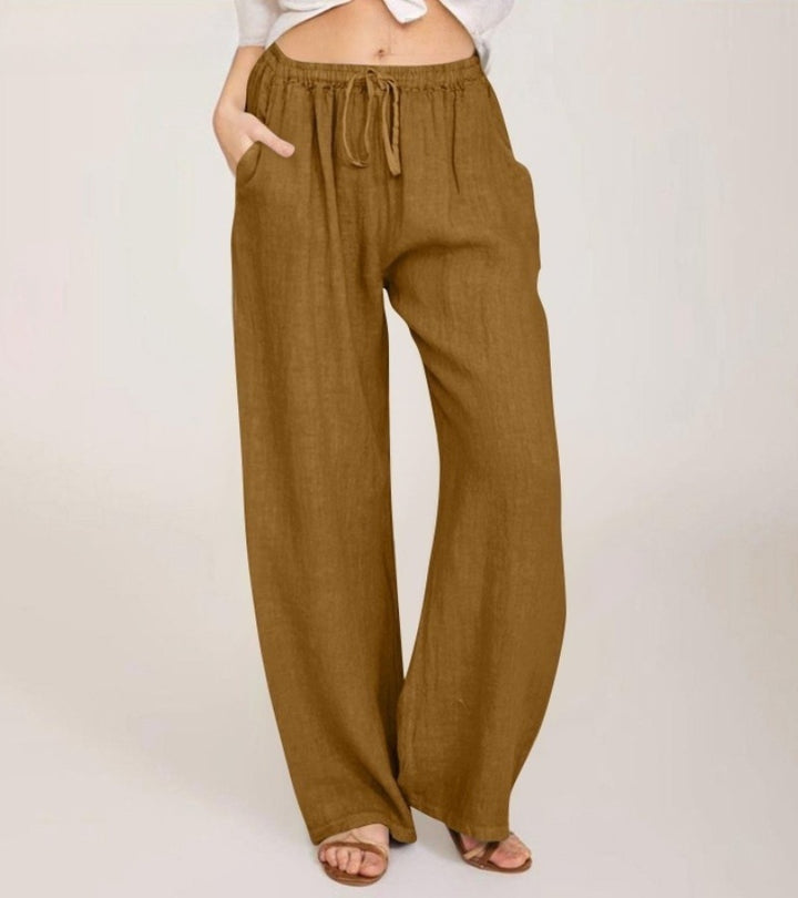 Maialen - Linen Wide Leg Trousers For Summer