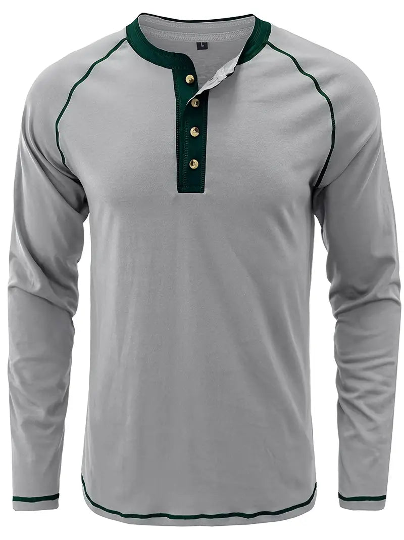 Sharma - Long Sleeve Crew Neck Henley Shirt