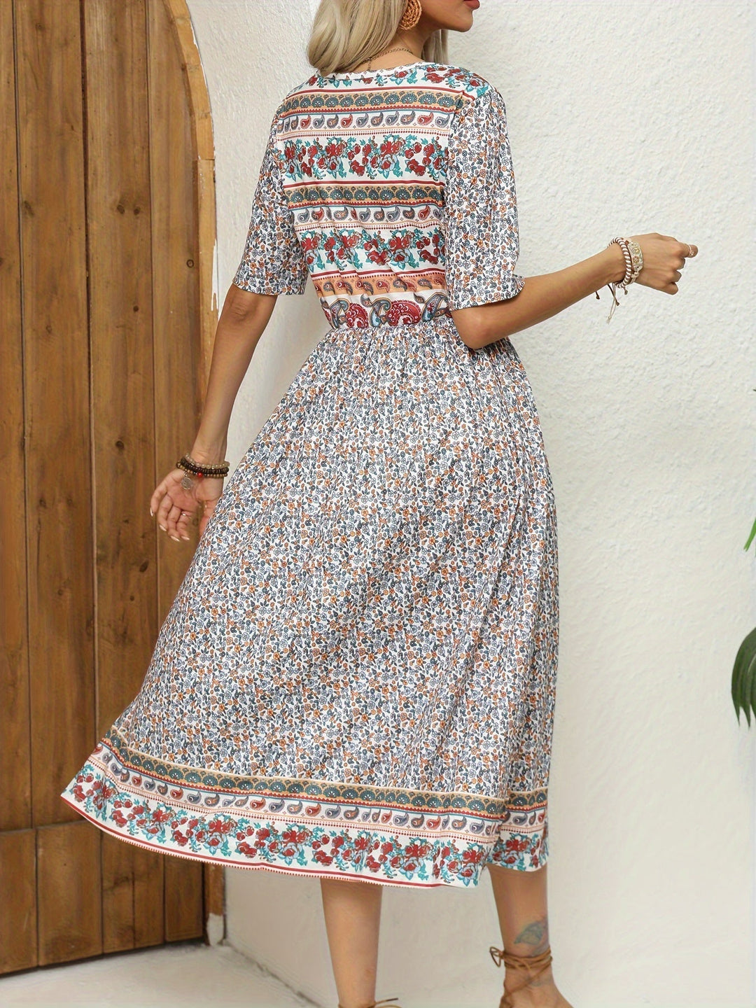 Jeeni - Short Sleeve Floral Printted Dress