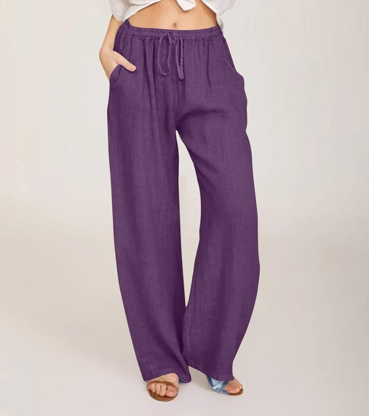 Maialen - Linen Wide Leg Trousers For Summer