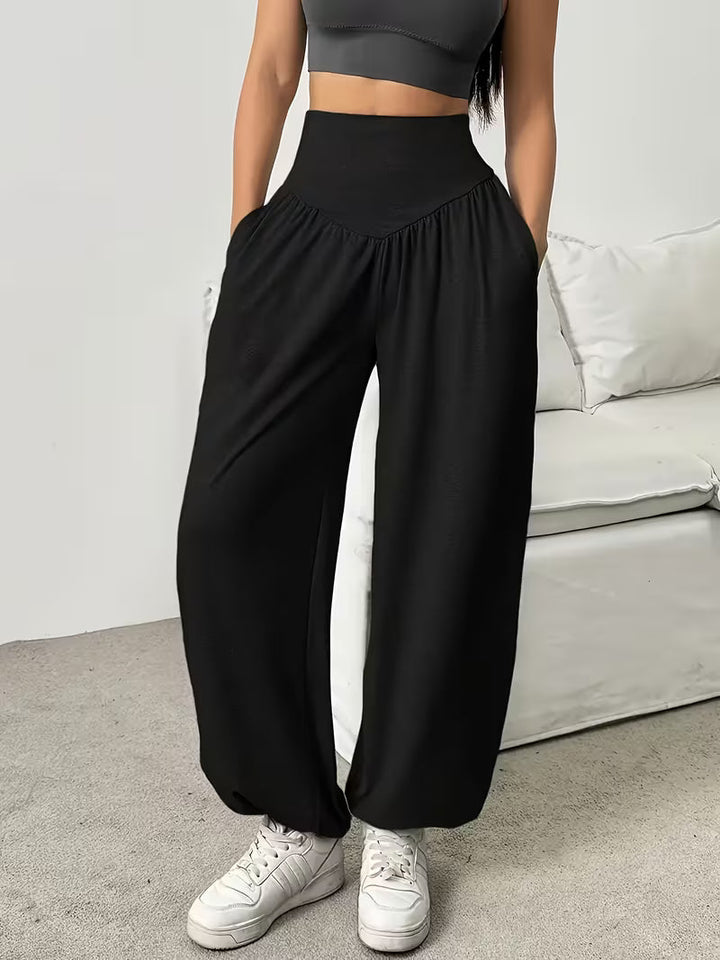 Elenina - Stretchy Soft Wide Leg Trousers