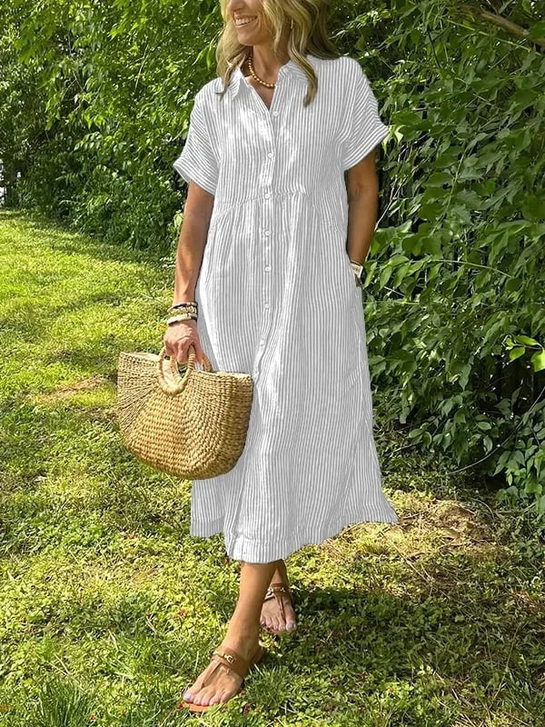Samara - Stylish Striped Shirt Dress