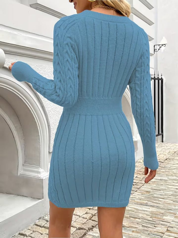 Maeletta - Cable Knit Bodycon Sweater Dress