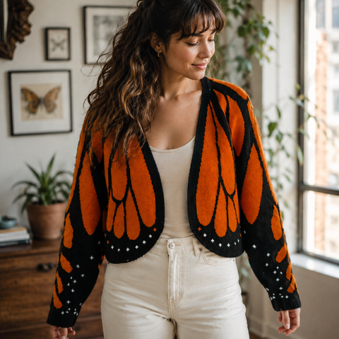 Joveaiana - Monarch Butterfly Wing Knit Cardigan
