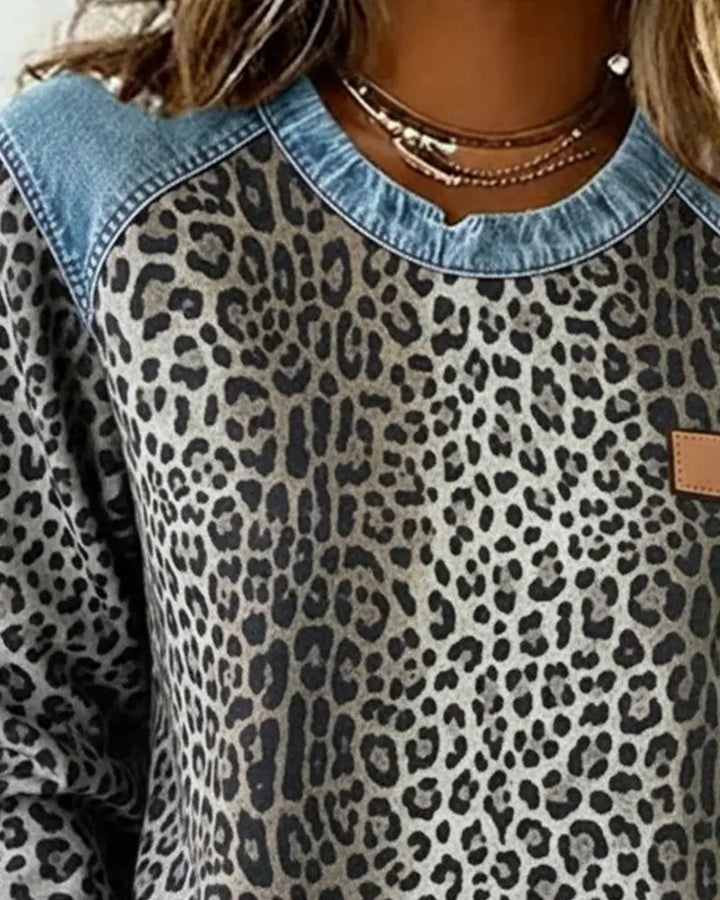 Krassimira - Long Sleeve Leopard Print Top